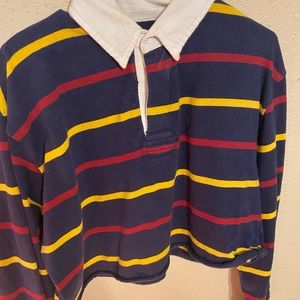 Blue striped, cropped, vintage rugby shirt